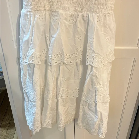 American eagle white eyelet smocked tiered dress with ties sz s - Picture 4 of 6
